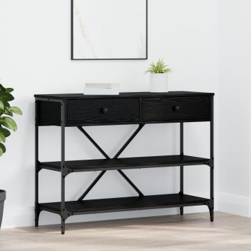 Gossi masa de consola stejar negru 100x34.5x75 cm lemn de inginerie