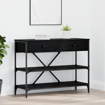 Gossi masa de consola stejar negru 100x34.5x75 cm lemn de inginerie