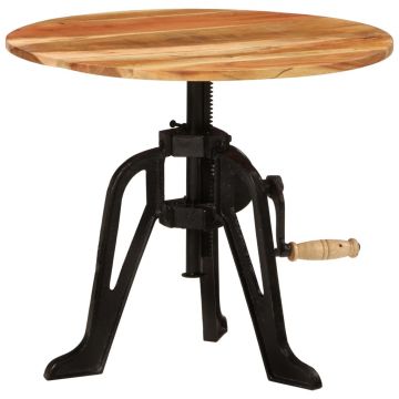 Gossi masa laterala, 60x(42-62) cm, lemn masiv de acacia si fonta