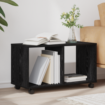 Gossi masa laterala cu roti stejar negru 72x33x42,5 cm lemn prelucrat