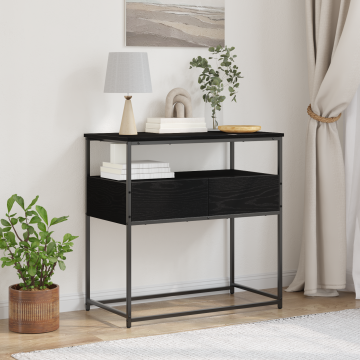 Gossi masuta consola, stejar negru 75x40x75 cm lemn prelucrat si otel
