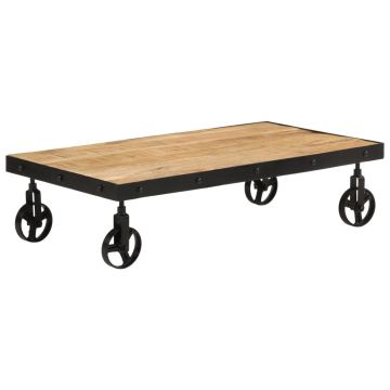Gossi masuta de cafea cu roti, 100x55x26 cm, lemn masiv de mango