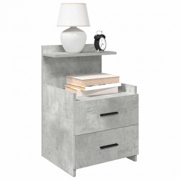 Gossi noptiera cu 2 sertare, gri beton, 40x36,5x62 cm