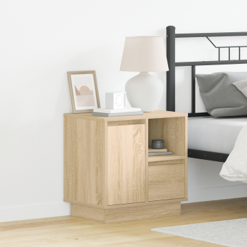 Gossi noptiera cu led 2 buc sonoma oak 50x34.5x50 cm