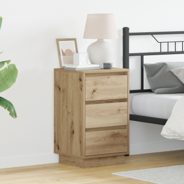 Gossi noptiera cu led artisan oak 39x34.5x65 cm lemn prelucrat