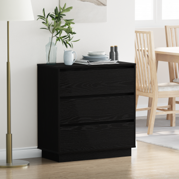 Gossi noptiera cu led, stejar negru, 71x34,5x75 cm, lemn prelucrat