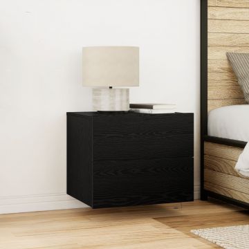 Gossi noptiera cu led-uri, de perete, stejar negru, 50x39x41 cm