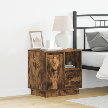 Gossi noptiera cu lumini led 2 buc smoked oak 50x34,5x50 cm