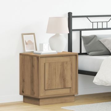 Gossi noptiera cu lumini led stejar artisan 44x34,5x45 cm