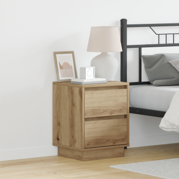 Gossi noptiera cu lumini led stejar artizanal 39x34.5x50 cm