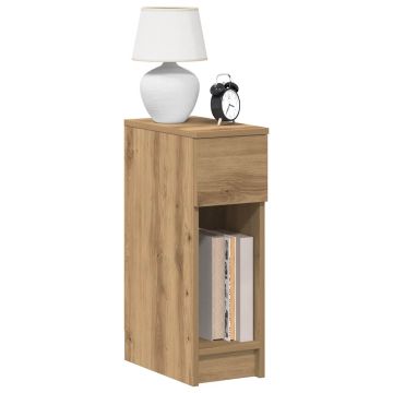 Gossi noptiera cu sertar stejar artizanal 20x36x60 cm