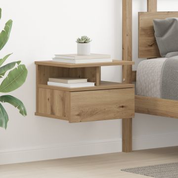 Gossi noptiera flotanta stejar artizanal 40x31x27 cm lemn prelucrat