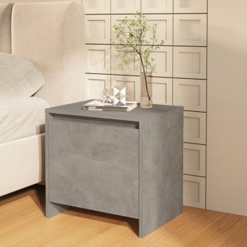 Gossi noptiera, gri beton, 45x34x44,5 cm, lemn prelucrat