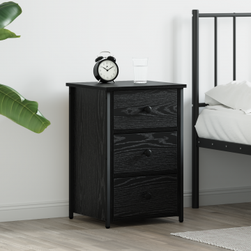 Gossi noptiera negru stejar negru stejar mdf, metal compacta