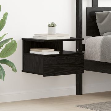 Gossi noptiera suspendata stejar negru 40x31x27 cm lemn prelucrat