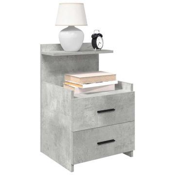 Gossi noptiere 2 buc. cu 2 sertare, gri beton, 40x36,5x62 cm