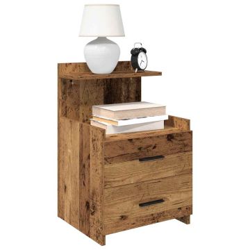 Gossi noptiere 2 buc. cu 2 sertare, lemn vechi, 40x36,5x62 cm