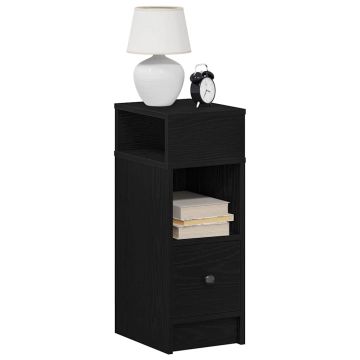 Gossi noptiere, 2 buc., cu sertar, negru, 25x31x66 cm