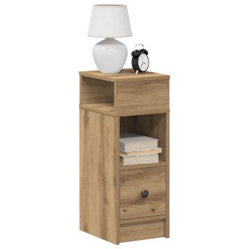 Gossi noptiere, 2 buc., cu sertar, stejar artizanal, 25x31x66 cm
