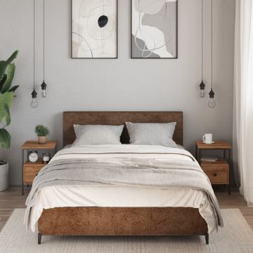 Gossi noptiere, 2 buc., stejar artizanal, 34x36x50 cm, lemn prelucrat