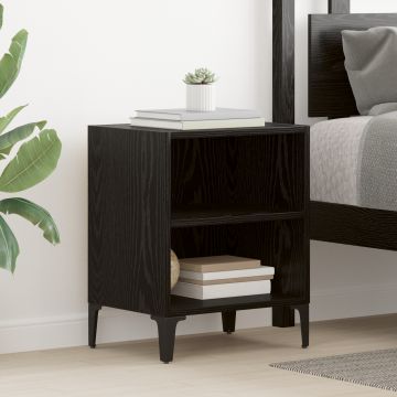 Gossi noptiere 2 piese stejar negru 40x30x50 cm lemn ingineresc