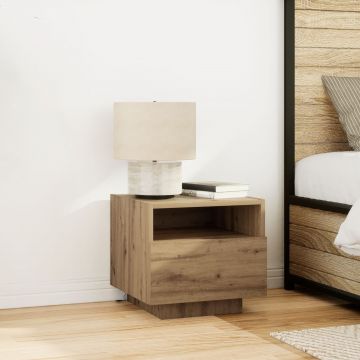 Gossi noptiere cu led-uri, 2 buc., stejar artizanal, 40x39x37 cm
