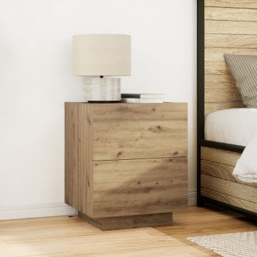 Gossi noptiere cu led-uri, 2 buc., stejar artizanal, 45x40x55 cm