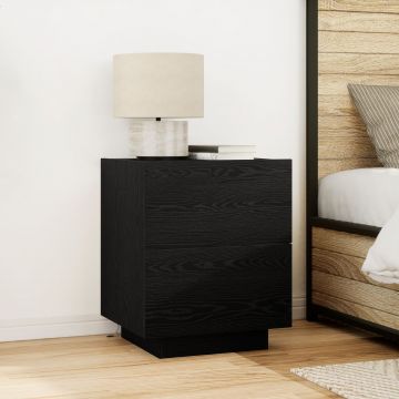 Gossi noptiere cu led-uri, 2 buc., stejar negru, 45x40x55 cm