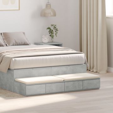 Gossi sertare de pat, gri beton, 120x36,5x16,5 cm lemn prelucrat