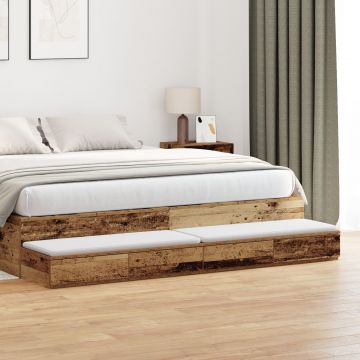 Gossi sertare de pat, lemn vechi, 180x36.5x16.5 cm, lemn prelucrat