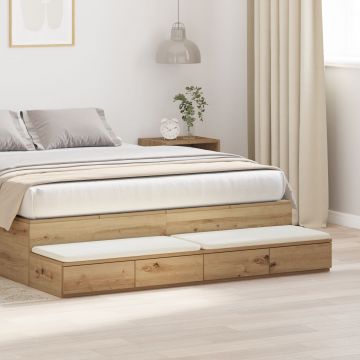 Gossi sertare pentru pat stejar artisanal 140x36,5x16,5 cm lemn prelucrat