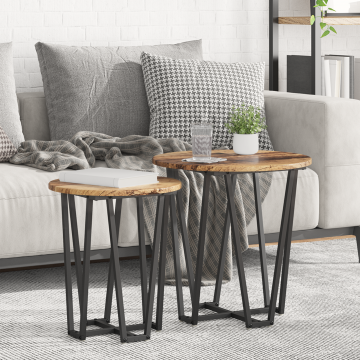 Gossi set de 2 mese laterale, aspect lemn rustic, metal