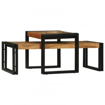 Gossi set de mese de cafea 2 piese lemn masiv de acacia