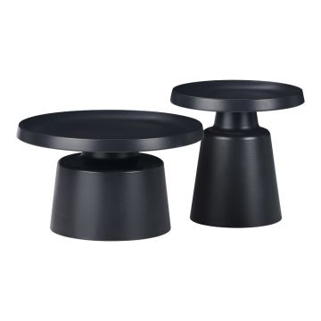Masa de cafea Ginoze Inart set de 2 piese, culoare neagră, metal 70x70