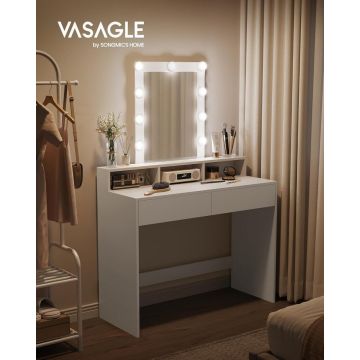 Masa de toaleta, Vasagle, Alb, 100x40x145 cm