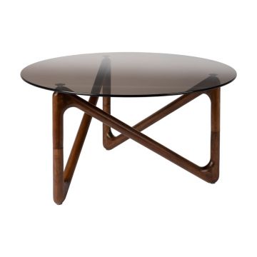 Măsuță de cafea maro rotundă cu blat din sticlă ø 80 cm Naia – Dutchbone