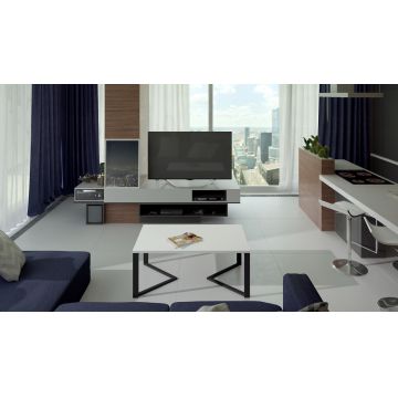 Masuta de cafea ELTAP, Gavino, 90x60x42 cm, otel/PAL, negru/alb
