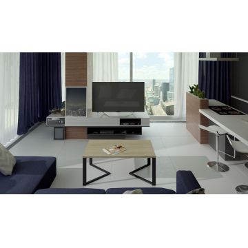 Masuta de cafea ELTAP, Gavino, 90x60x42 cm, otel/PAL, negru/maro