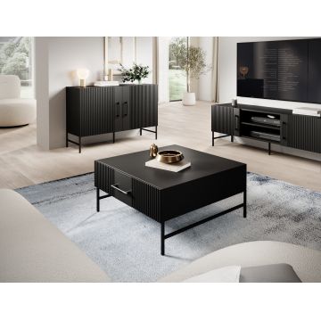 Masuta de cafea ELTAP, Raftt, 82x82x40 cm, PAL/MDF, negru