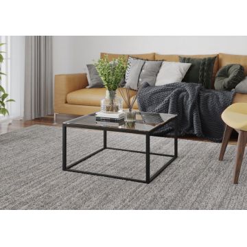Masuta de cafea ELTAP, Stolik Merala, 65x65x35 cm, metal/sticla, negru/transparent