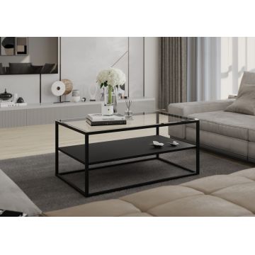 Masuta de cafea ELTAP, Stolik Verto, 100x60x45 cm, otel/sticla, negru/transparent