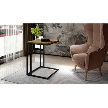 Masuta de cafea ELTAP, Vigo, 45x45x67 cm, otel/PAL, negru/maro