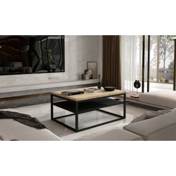 Masuta de cafea ELTAP, Vince, 100x60x46 cm, metal/PAL, negru/sonoma