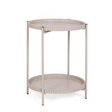 Masuta de cafea Herdys, Bizzotto, D42x52 cm, otel/MDF, bej