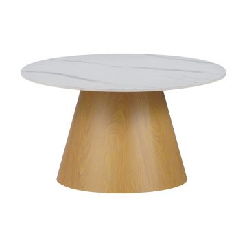 Masuta de cafea Soleire Inart marmura alba piatra sinterizata D70x40cm
