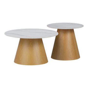 Masuta de cafea Soleire Inart set 2 piese marmura alba piatra sinterizata