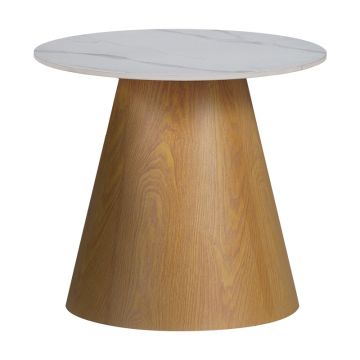 Masuta laterala Soleire Inart marmura alba piatra sinterizata D50x46cm