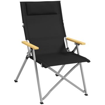 Outsunny Scaun de Camping Pliabil cu Spătar Reglabil, Negru | Aosom Romania