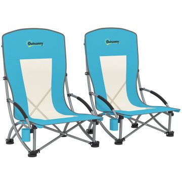 Outsunny Set Scaune Plajă Albastru cu Accesorii | Aosom Romania