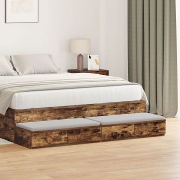Sertar pentru pat Gossi, stejar afumat, 135x36,5x16,5 cm, din lemn compozit